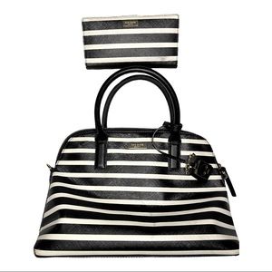 Kate Spade Black and White Stripes Satchel